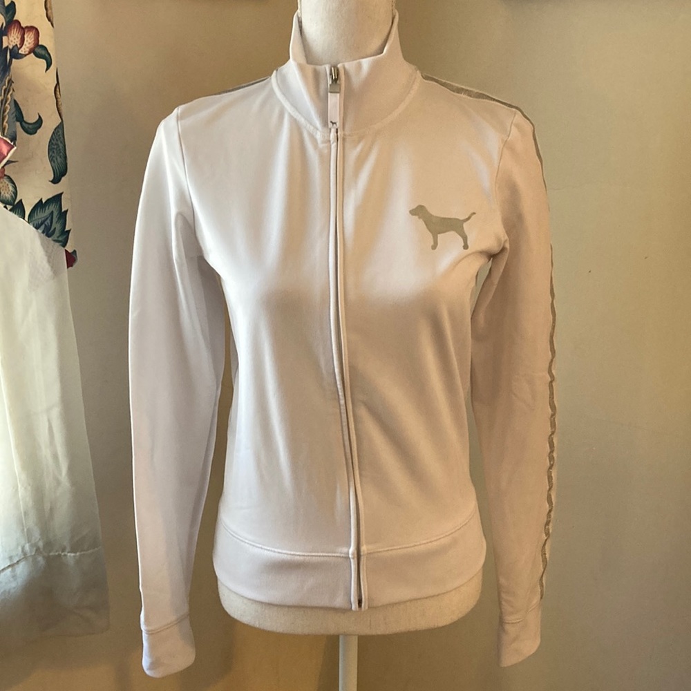 Victoria’s Secret PINK White Zip Up Sweatshirt